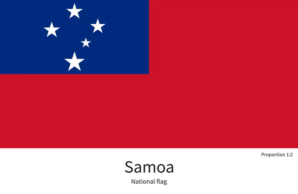 Bandera nacional de Samoa con proporciones correctas, elemento, colores — Vector de stock