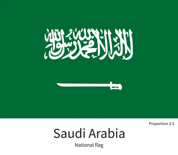 National flag of Saudi Arabia with correct proportions, element, colors — Stock Vector