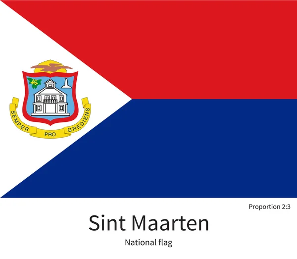 Bandiera nazionale di Sint Maarten con proporzioni corrette, elemento, colori — Vettoriale Stock