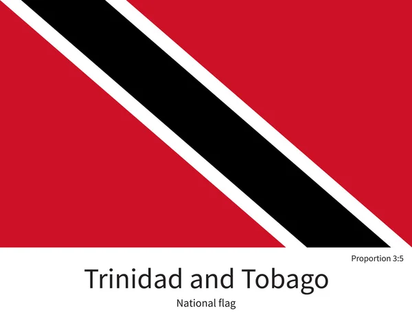 National flag of Trinidad and Tobago with correct proportions, element, colors — Stock Vector