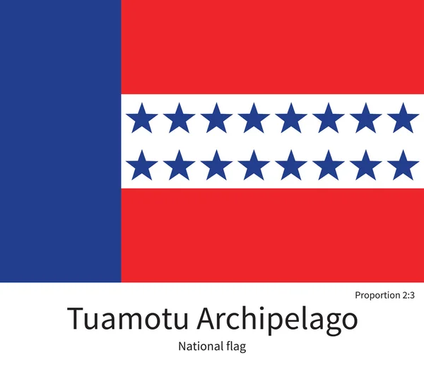 National flag of Tuamotu Archipelago with correct proportions, element, colors — ストックベクタ