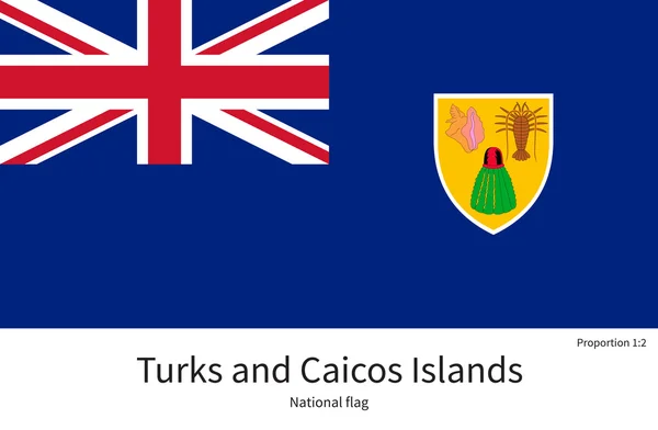 National flag of Turks and Caicos Islands with correct proportions, element, colors — Stock Vector