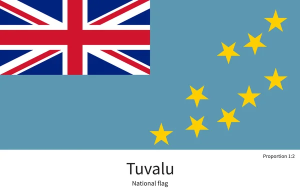 Bandiera nazionale di Tuvalu con proporzioni corrette, elemento, colori — Vettoriale Stock