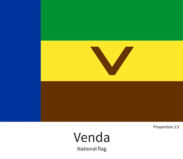 National flag of Venda with correct proportions, element, colors — Stockový vektor