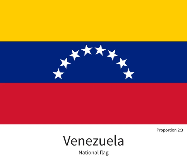 Bandiera nazionale del Venezuela con proporzioni corrette, elemento, colori — Vettoriale Stock