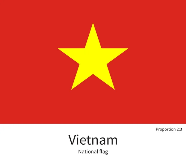 Bendera nasional Vietnam dengan proporsi, elemen, warna yang benar - Stok Vektor