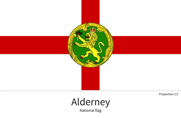 National flag of Alderney with correct proportions, element, colors — Stock vektor