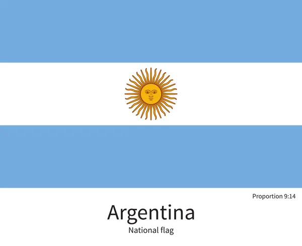 National flag of Argentina with correct proportions, element, colors — ストックベクタ
