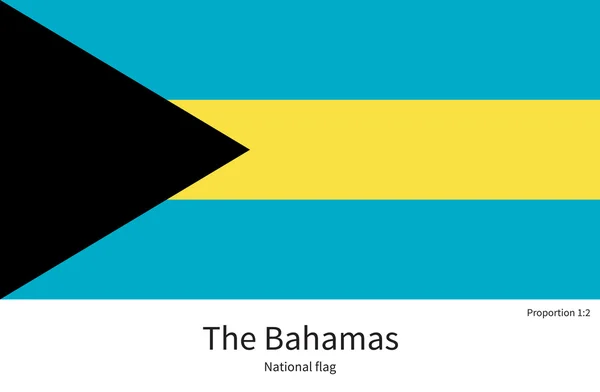 Bandera nacional de Bahamas con proporciones correctas, elemento, colores — Vector de stock