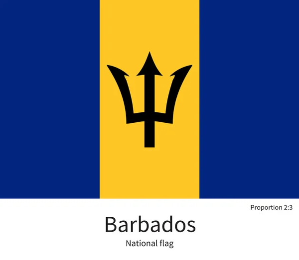Bandiera nazionale delle Barbados con proporzioni corrette, elemento, colori — Vettoriale Stock