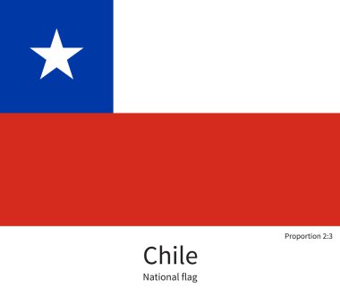 National flag of Chile with correct proportions, element, colors