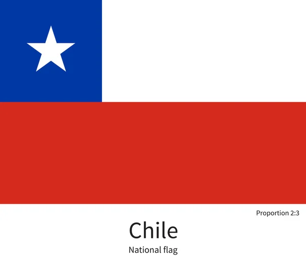 National flag of Chile with correct proportions, element, colors — Stock Vector