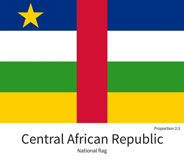 Bandiera nazionale della Repubblica Centrafricana con proporzioni, elementi, colori corretti — Vettoriale Stock