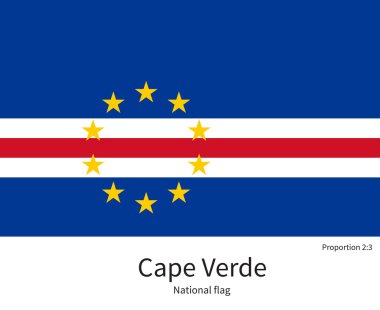 National flag of Cape Verde with correct proportions, element, colors