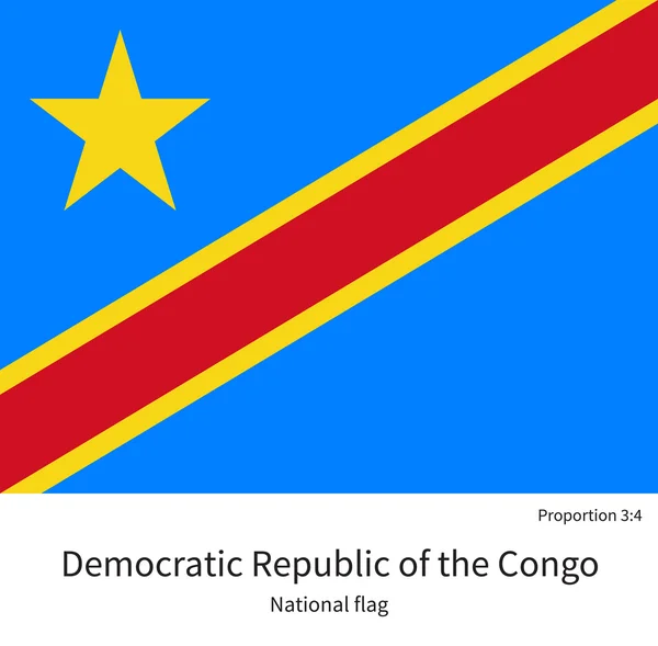 National flag Democratic Republic of the Congo with correct proportions, element, colors — Stock Vector
