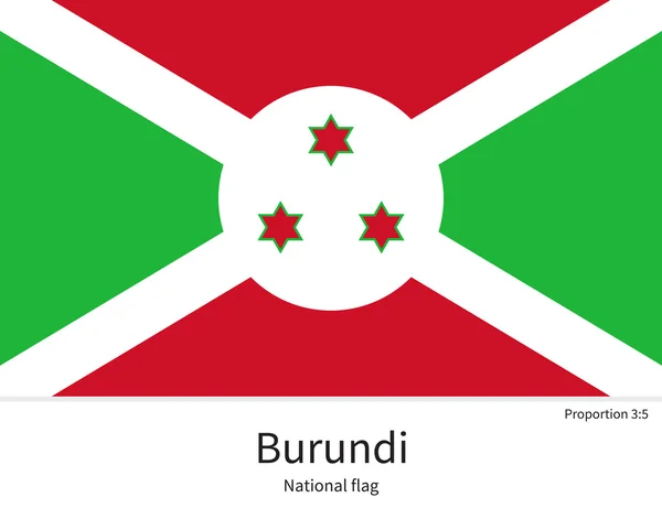 Bandiera nazionale del Burundi con proporzioni, elementi, colori corretti — Vettoriale Stock