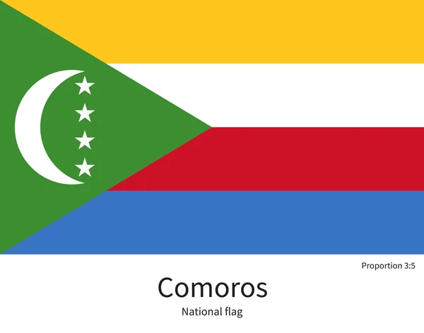 Bandiera nazionale delle Comore con proporzioni corrette, elemento, colori — Vettoriale Stock