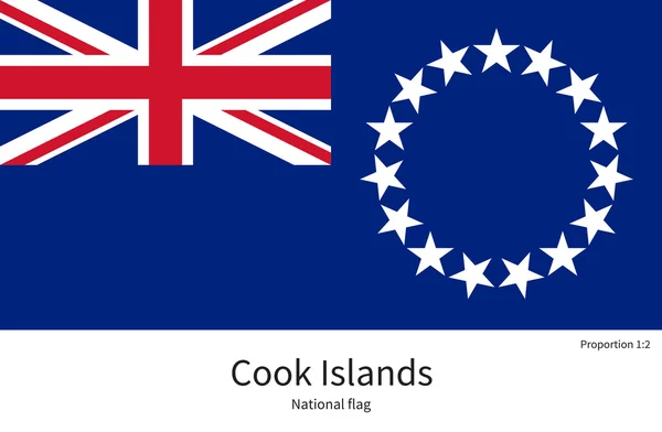 National flag of Cook Islands with correct proportions, element, colors — Stok Vektör