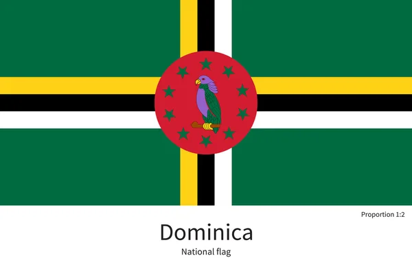 National flag of Dominica with correct proportions, element, colors — Stock Vector