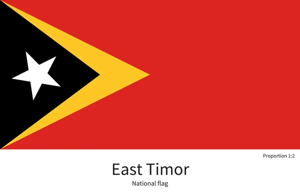 Bandera nacional de Timor Oriental con proporciones correctas, elemento, colores — Archivo Imágenes Vectoriales
