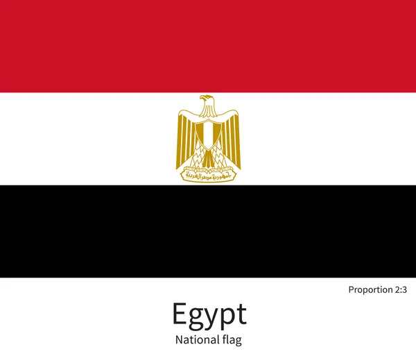 National flag of Egypt with correct proportions, element, colors — Stock Vector