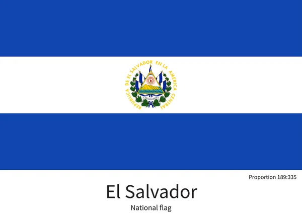 National flag of El Salvador with correct proportions, element, colors — Stock Vector