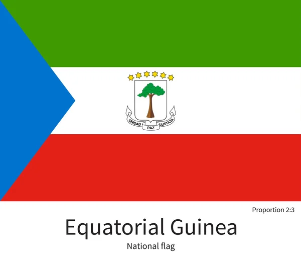 National flag of Equatorial Guinea with correct proportions, element, colors — Stok Vektör