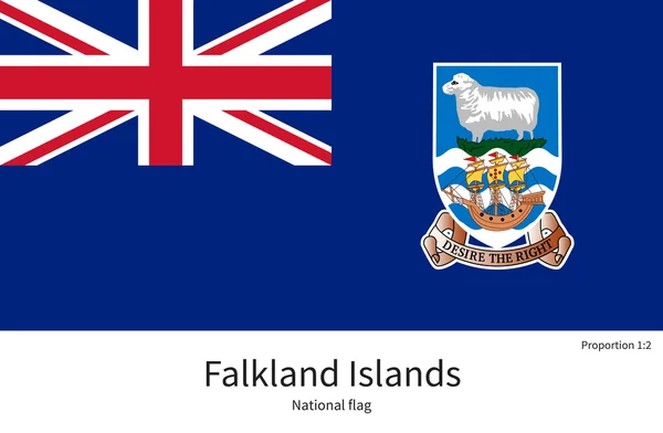 National flag of Falkland Islands with correct proportions, element, colors — Stockvector