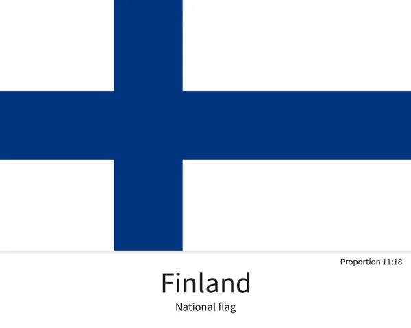 National flag of Finland with correct proportions, element, colors — Stok Vektör