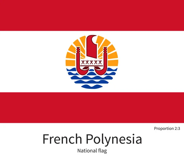 National flag of French Polynesia with correct proportions, element, colors — Stock Vector