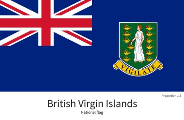 National flag of British Virgin Islands with correct proportions, element, colors