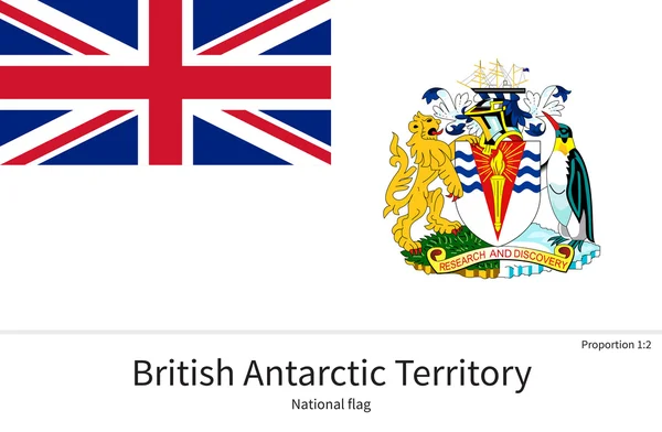 National flag of British Antarctic Territory with correct proportions, element, colors — Stock vektor