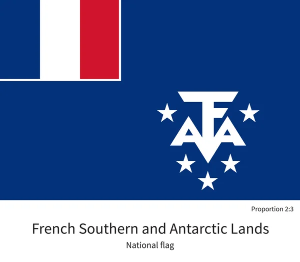 Bandiera nazionale delle Terre australi e antartiche francesi con proporzioni, elementi, colori corretti — Vettoriale Stock