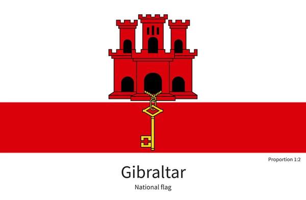 Nationalflagge von Gibraltar mit korrekten Proportionen, Element, Farben — Stockvektor