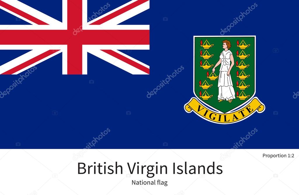 National flag of British Virgin Islands with correct proportions, element, colors