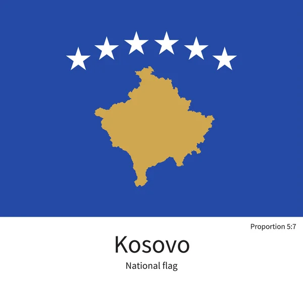 Bandiera nazionale del Kosovo con proporzioni corrette, elemento, colori — Vettoriale Stock