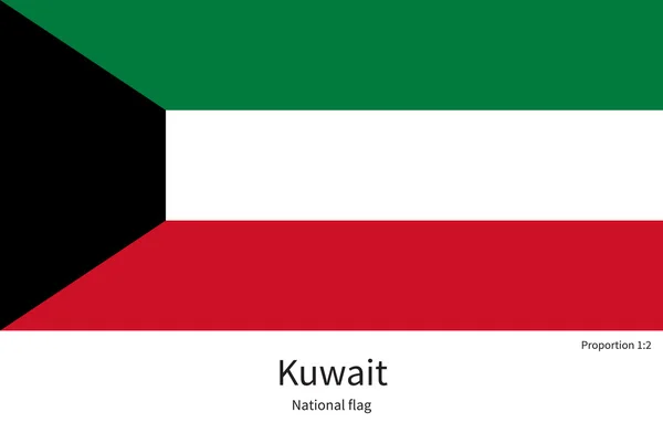 National flag of Kuwait with correct proportions, element, colors — Stock Vector