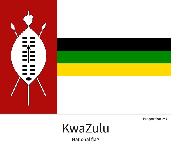 National flag of KwaZulu with correct proportions, element, colors — Stockvector