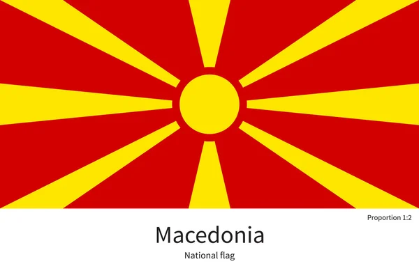National flag of Macedonia with correct proportions, element, colors — Stok Vektör