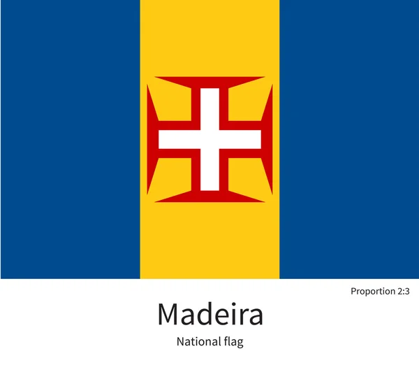 National flag of Madeira with correct proportions, element, colors — ストックベクタ