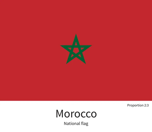 Bandera nacional de Marruecos con proporciones correctas, elemento, colores — Vector de stock