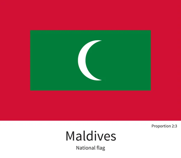 National flag of Maldives with correct proportions, element, colors — ストックベクタ