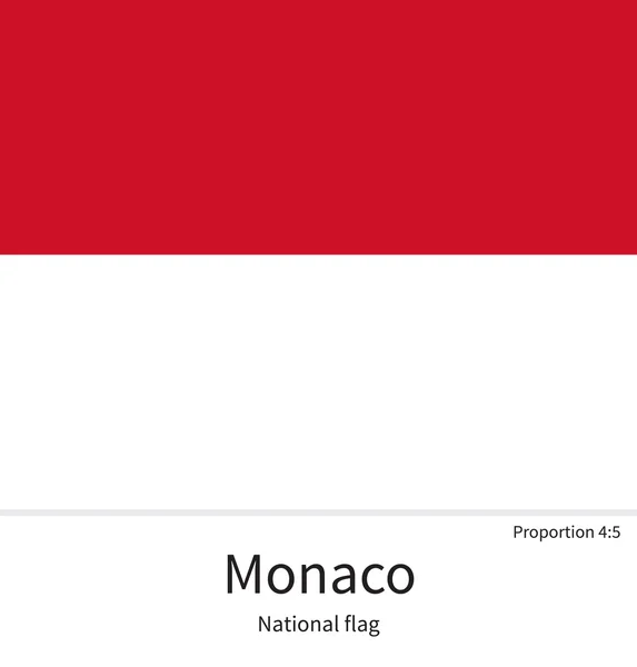 National flag of Monaco with correct proportions, element, colors — Stok Vektör