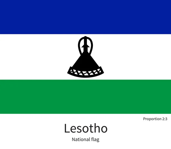 Bandera nacional de Lesotho con proporciones correctas, elemento, colores — Vector de stock