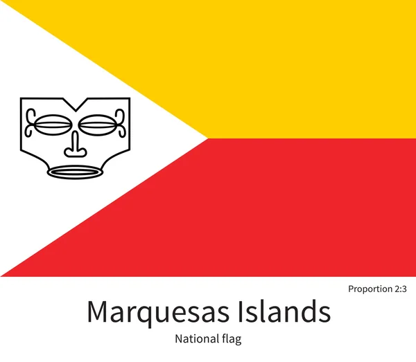 National flag of Marquesas Islands with correct proportions, element, colors — Stockvector