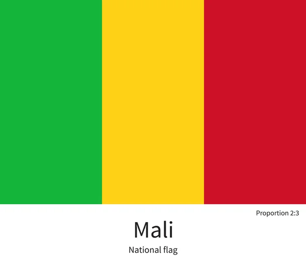 Bandera nacional de Mali con proporciones correctas, elemento, colores — Archivo Imágenes Vectoriales