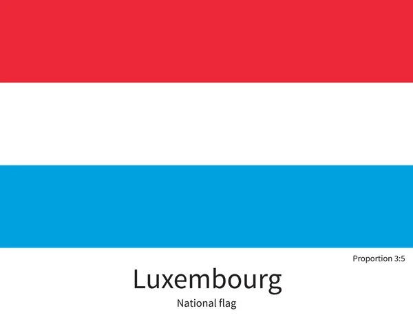 National flag of Luxembourg with correct proportions, element, colors — 스톡 벡터