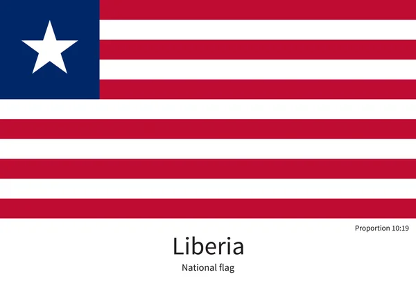 National flag of Liberia with correct proportions, element, colors — Stock Vector