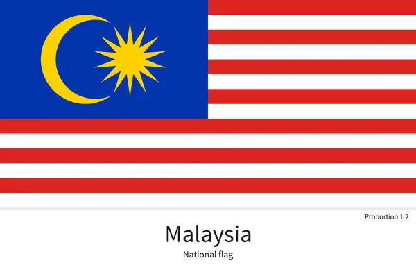 National flag of Malaysia with correct proportions, element, colors — Wektor stockowy