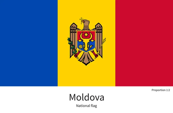 National flag of Moldova with correct proportions, element, colors — Stock Vector